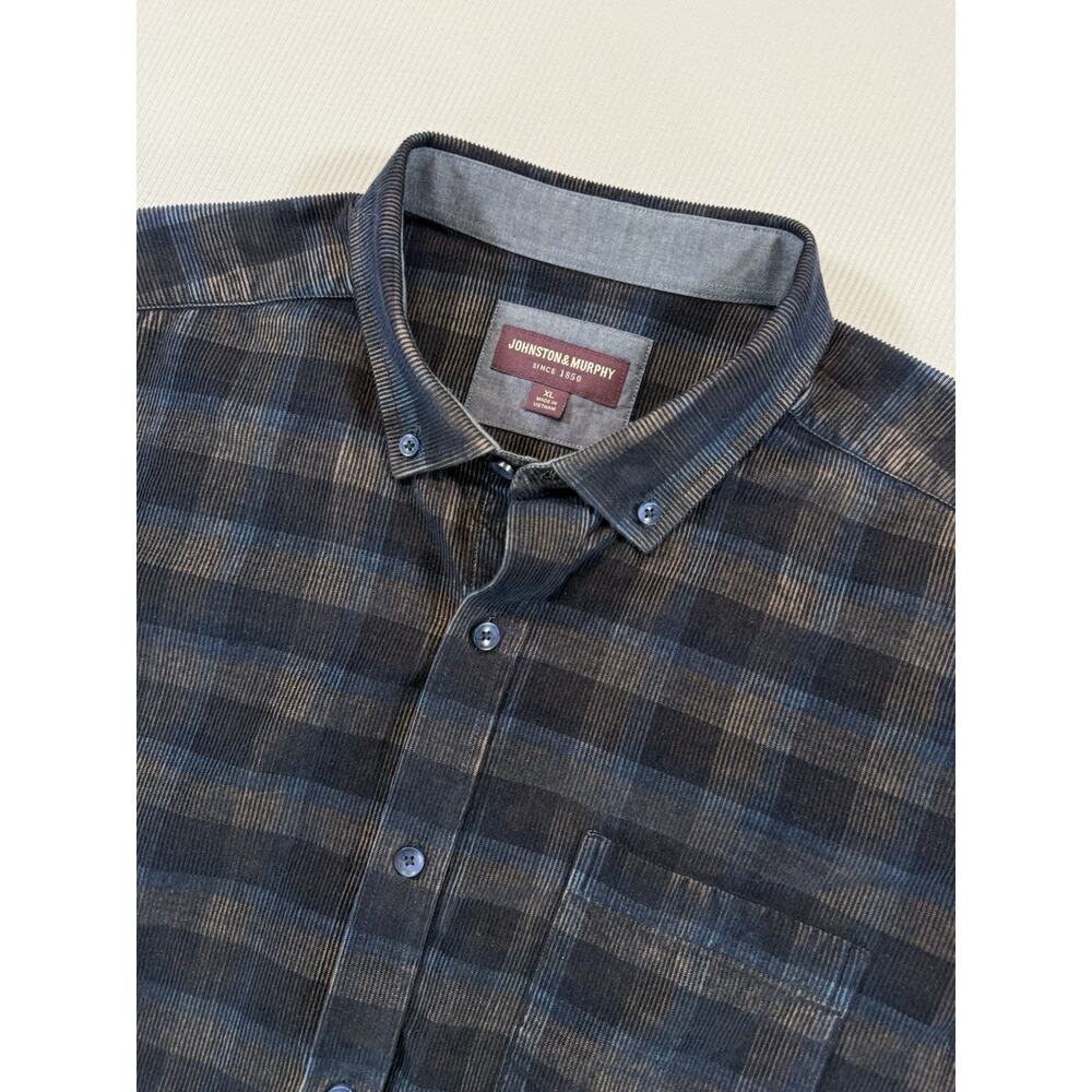 Johnston & Murphy Button Down Shirt Mens XL Plaid Cotton Long Sleeve